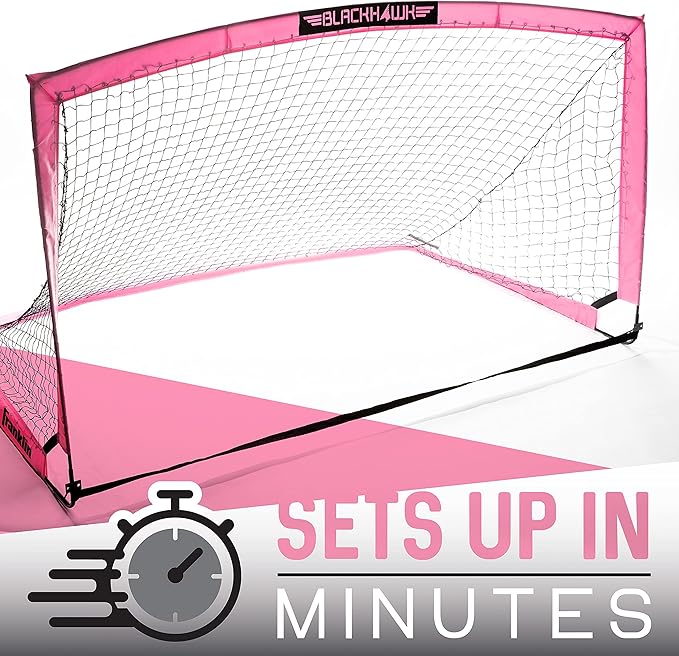 Franklin Sports Blackhawk Backyard Soccer Goal - Portable Pop Up Soccer Nets - Youth + Adult Folding Indoor + Outdoor Goals - Multiple Sizes + Colors - Perfect for Games + Practice