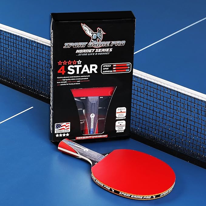 Ping Pong Paddle with Killer Spin + Case for Free - Professional Table Tennis Racket for Beginner and Advanced Players - Improve Your Ping Pong Skills with JT Ping Pong Paddle Set