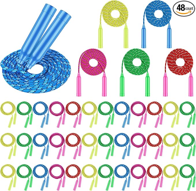 Aneco Colorful Jump Rope Bulk Exercise Equipment 7.2 Feet Nylon Jump Rope Colored Rope for Outdoor Fun Exercise Fitness Activity Party Favors