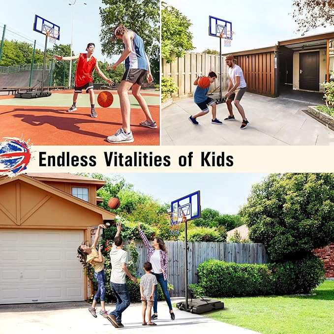 TONBUX Adjustable Basketball Hoop Outdoor 10FT, Basketball Portable Hoops & Goals, 44 Inch Backboard, for Kids, Youth, and Adults in The Backyard, Driveway