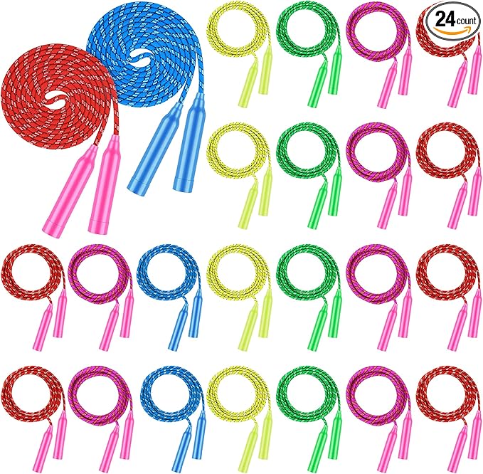 Aneco Colorful Jump Rope Bulk Exercise Equipment 7.2 Feet Nylon Jump Rope Colored Rope for Outdoor Fun Exercise Fitness Activity Party Favors