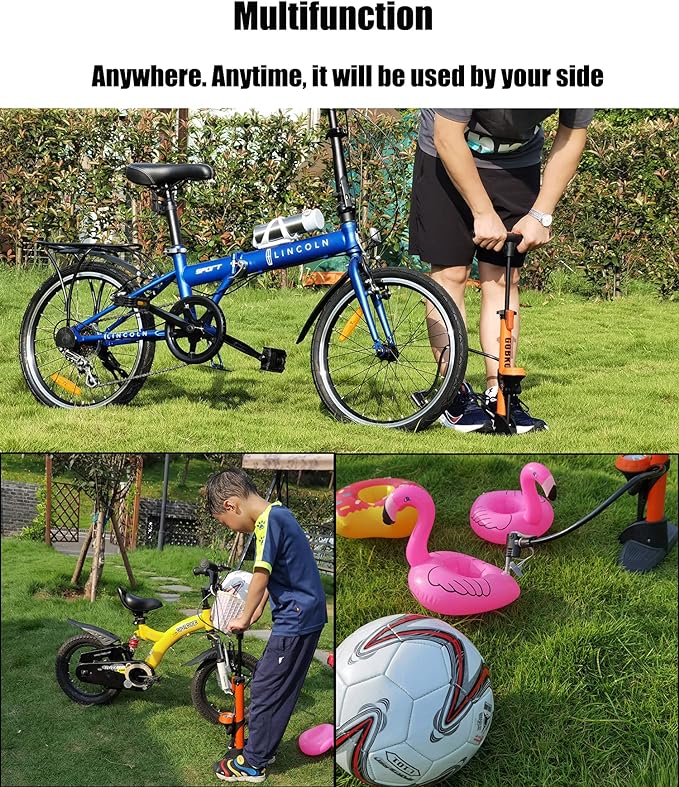 GOBKO Bike Pump with Gauge,Bicycle Floor Pump for Presta and Schrader Valves Bike Tire Pumps Inflator High Pressure 160PSI & 11BAR Portable Air Pump for Road Bike Car MTB Sports Balls
