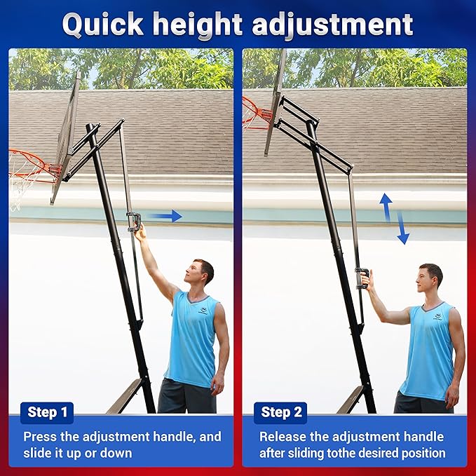 WIN.MAX Basketball Hoop Outdoor with Shatterproof Backboard and Larger Base, Portable Basketball Hoop Goal System Youth/Adults in Backyard/Driveway/Poolside