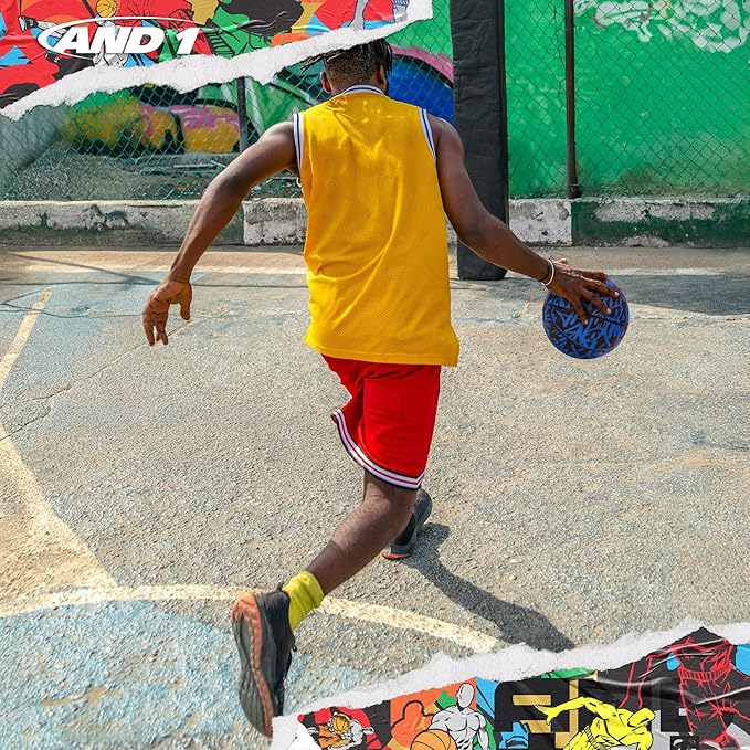 AND1 Fantom Graffiti Rubber Basketball - Streetball for Indoor and Outdoor Use, Deep Channel Construction and Durability