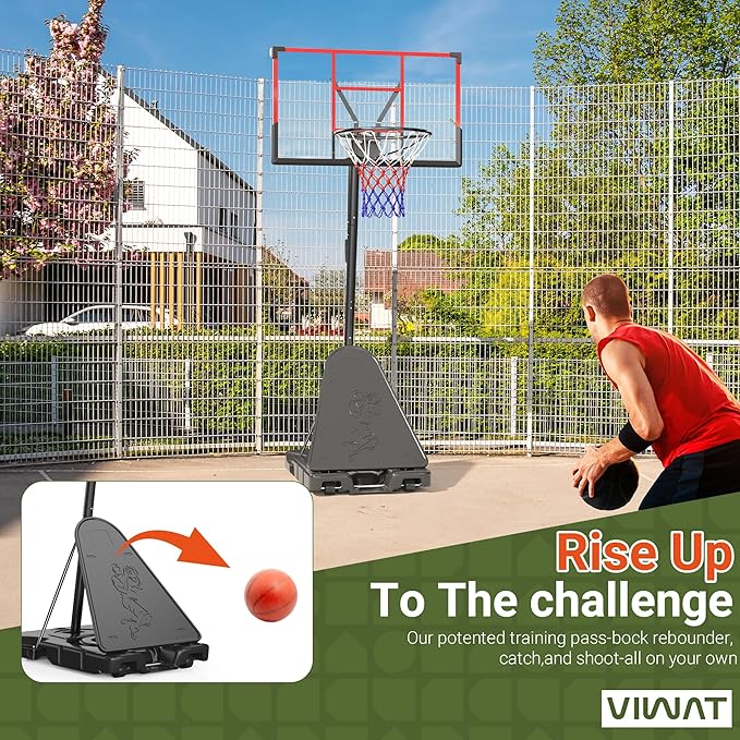 Basketball Hoop Outdoor 4.4-10FT Adjustable Kids Basketball Hoop Indoor Basketball Goal 45’’PC Shatterproof Backboard Portable Toddler Basket Ball Hoop for Kids/Adult Basketball Accessories Net