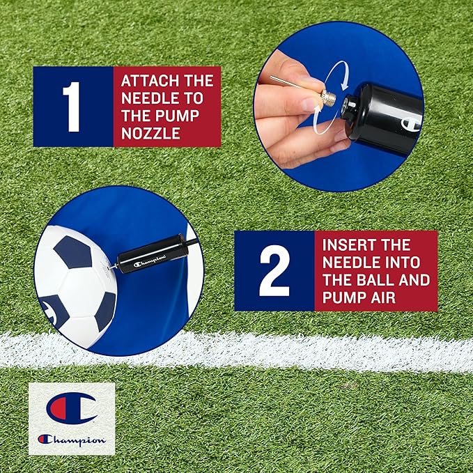 Champion Youth & Adult Soccer Ball - Paneled Design, Enhanced Control, Durable Cover & Butyl Bladder, for Indoor & Outdoor Training, Sizes 3, 4, 5, Includes 6" Pump