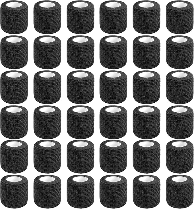 36 PCS Self Adhesive Bandage Wrap 2" X 5 Yards Elastic Cohesive Bandage Wrap Bandage Wrap Rolls Elastic Self-Adherent Tape for Stretch Athletic, Sports, Wrist, Ankle (Black)