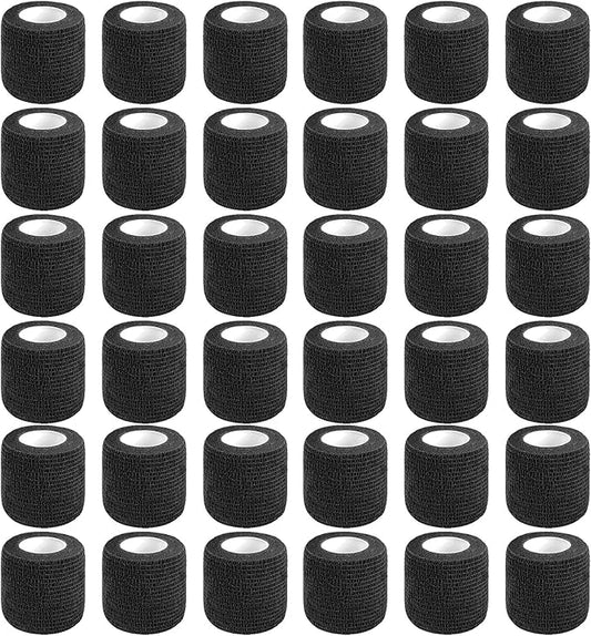 36 PCS Self Adhesive Bandage Wrap 2" X 5 Yards Elastic Cohesive Bandage Wrap Bandage Wrap Rolls Elastic Self-Adherent Tape for Stretch Athletic, Sports, Wrist, Ankle (Black)