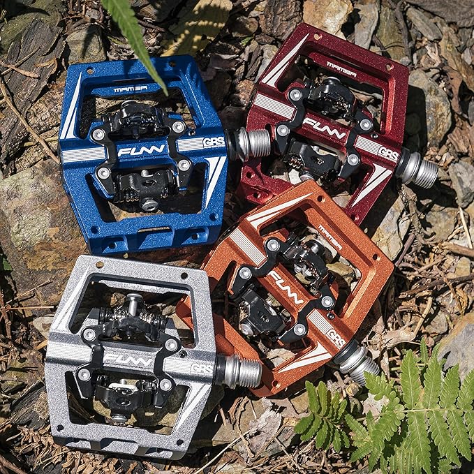 Funn Mamba S MTB Clipless Pedals, Double Sided Clip Compact Platform Mountain Bike Pedals, Compatible with SPD Cleats, 9/16-Inch CrMo Axle Bicycle Pedals for MTB/BMX/Gravel Cycling