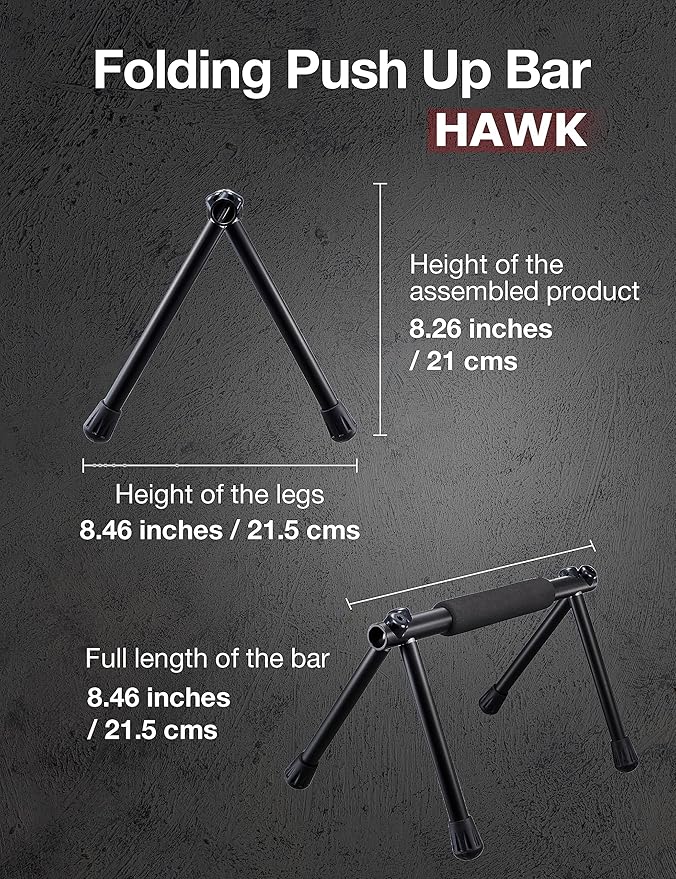 Push Up Bar – Folding Dip Bar for Home Workout, Lightweight & Portable Strength Training Equipment for Men & Women, Indoor & Outdoor Use (Hawk)