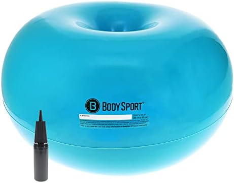 Body Sport Donut Ball – Durable, Inflatable Exercise Ball for Balance & Stability Training, Yoga, & Pilates Workouts – Use in Home, Office, Gym, or Classroom