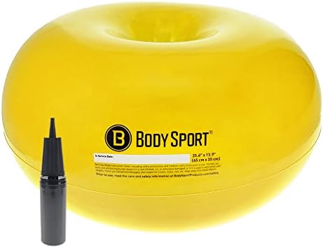 Body Sport Donut Ball – Durable, Inflatable Exercise Ball for Balance & Stability Training, Yoga, & Pilates Workouts – Use in Home, Office, Gym, or Classroom