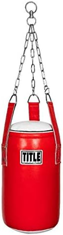 TITLE Boxing Leather Accuracy Heavy Bag, Red/White - Hanging Punching Bag for Boxing, Kickboxing - Head Hunter and Slipping Bag Equipment
