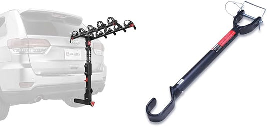Allen Sports Premier Locking Quick Release 5-Bike Carrier for 2 in. Hitch, Model QR555 & Tension Bar Bicycle Cross-Bar Adaptor, Black, One Size