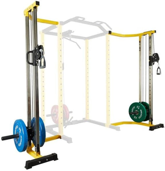 Yellow & Black Cable Crossover Attachments for Home Gym - PEC Fly Machine Arms for Power Rack, LAT Pulldown, Functional Trainer