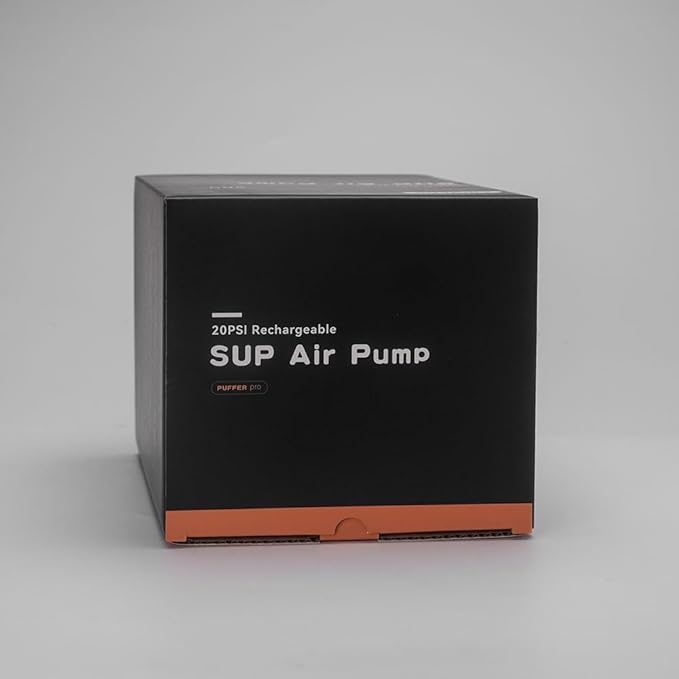 AIRBANK Paddle Board Pump Electric 20PSI The Puffer Pro, Portable SUP Pump, Dual-Stage Inflation & Auto-Off Air Pump for Stand up Paddle Boards, Kayak, Inflatables, Boats, Tent, Kite Wings