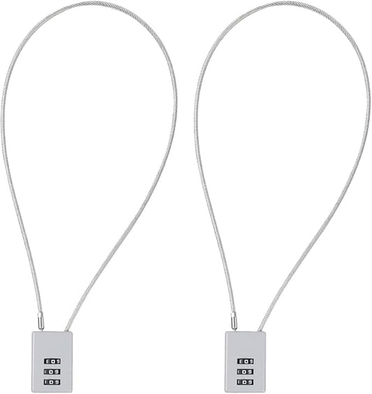 3 Digit Cable Combination Lock 20 inches Cable for School Gym Locker,Filing Cabinets,Helmet,Toolbox,Luggage Suitcase,knapsack,Grey 2Pack