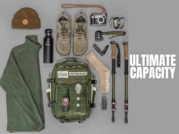 WOLFpak 35L Backpack (Khaki) Medium Gym and Travel Backpack, Military Grade, Multipurpose Utility Bag for Men and Women, Heavy-Duty & Durable