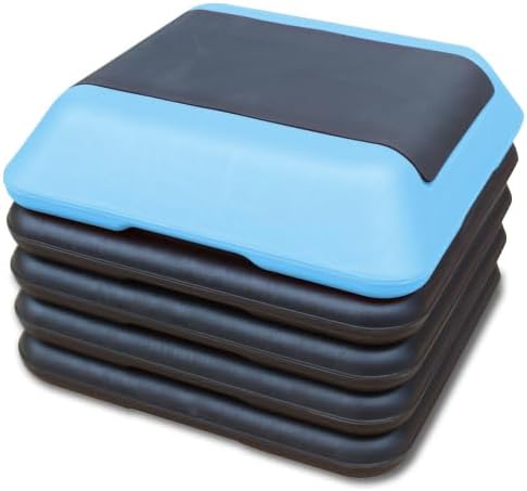 16" x 16" Height-Adjustable Step Aerobics Platform Fitness Equipment Stepper Trainer Exercise Step Platform with 4 Riser