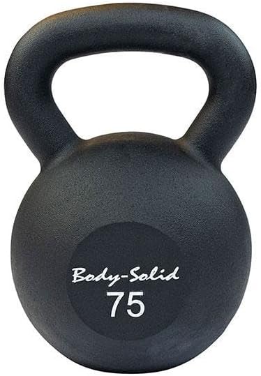 Body-Solid Matte Black Powder Coat Kettlebell with Kettle Grip Handle, Perfect Kettlebells for Weight Training and Core Workout Exercise Equipment