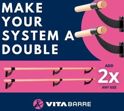 VITA Barre Wall-Mounted Single Ballet Barre, Geo, Wood | Fixed Height, Made in USA, Home, Studio or Gym Exercise Equipment for Kids & Adults | Dance, Fitness, Pilates
