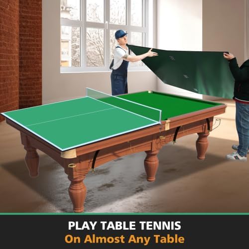 7/8/9ft Mid-Size Ping Pong Conversion Top with Net Set for Billiard and Pool Tables - Regulation Top Converts Billiards into Ping Pong Table Blue/Green/Black