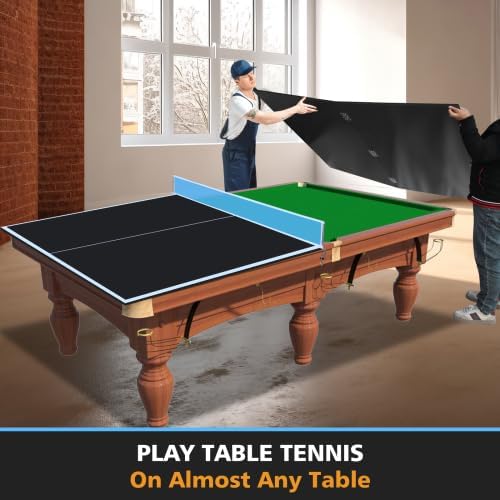 7/8/9ft Mid-Size Ping Pong Conversion Top with Net Set for Billiard and Pool Tables - Regulation Top Converts Billiards into Ping Pong Table Blue/Green/Black