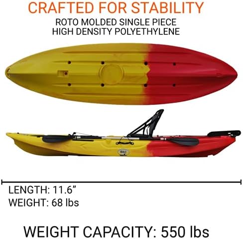 BKC UH-RA220 11.5 Foot Angler Sit On Top Fishing Kayak with Paddles and Upright Chair and Rudder System Included (Blue CAMO)