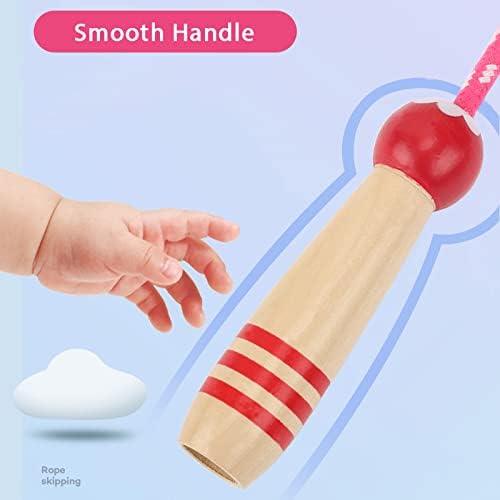 Jump Rope Kids, 7ft Adjustable Cotton Skipping Rope with Wooden Handle for Boys and Girls Fitness Outdoor Exercise
