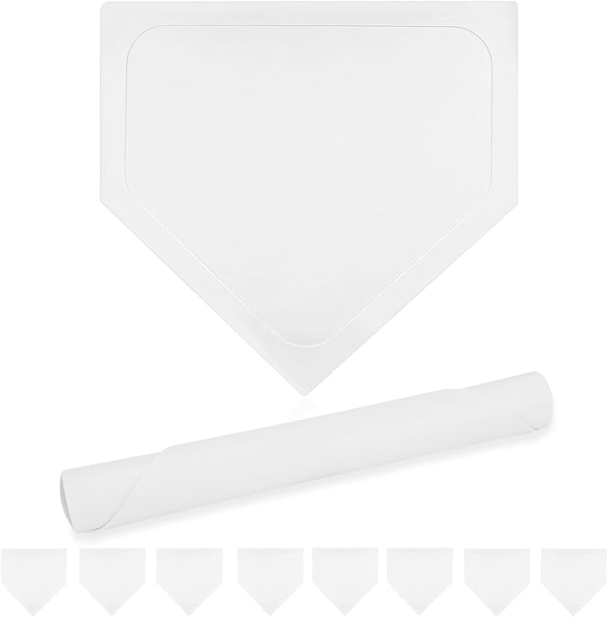 Mototo 2/3/4/6/8PCS White Baseball Home Plate Rubber Throw Down Baseball Bases 16 inch Softball Home Plate Kickball Bases for Kickball Practice Pitching Hitting Training Equipment