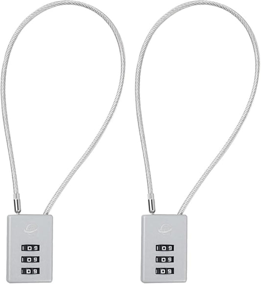 3 Digit Cable Combination Lock 12 inches Cable for School Gym Locker,Filing Cabinets,Helmet,Toolbox,Luggage Suitcase,knapsack,Grey 2Pack