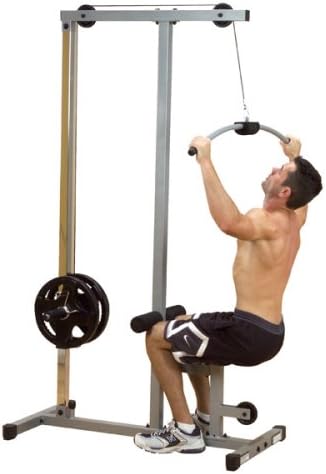 Powerline by Body-Solid LAT Pull Down Machine - Home Gym with High & Low Pulleys, Heavy Gauge Steel Construction, Includes LAT and Low Row Bars, Silver/Black