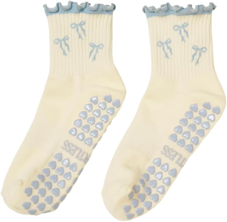 Crew Half Calf Grip Socks, Cutest Fruits Pilates Socks, Ruffle socks, Non-Slip, Barre Yoga Fitness