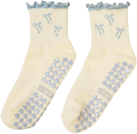Crew Half Calf Grip Socks, Cutest Fruits Pilates Socks, Ruffle socks, Non-Slip, Barre Yoga Fitness