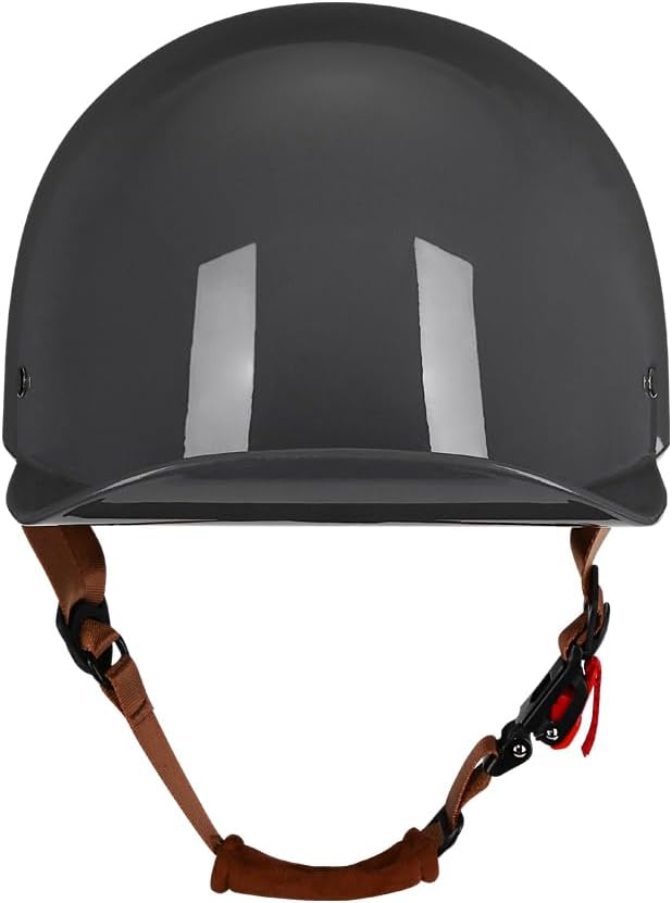 Vintage Retro Open Face Motorcycle Helmet Baseball Cap Half Helmets with pull-down Lens for Men Women Moped Cap Jet Scooter Street Cruiser - DOT Certified (Gray,XX-Large)