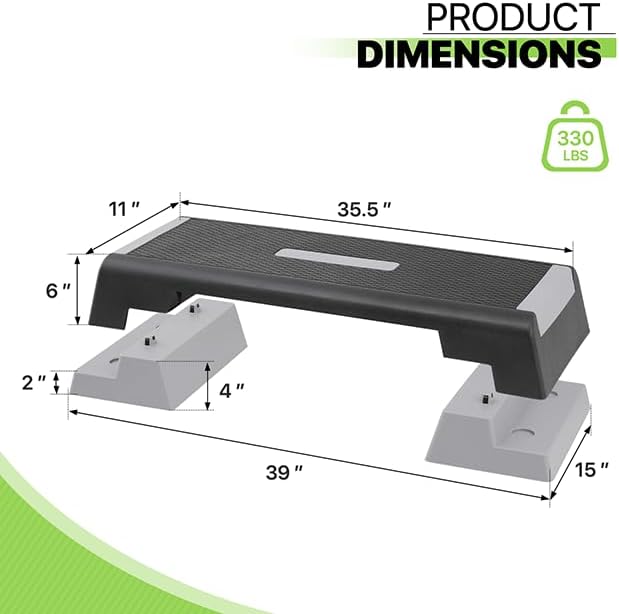 Aerobics Stepper Platform for Exercise Adjustable Compact Workout Step for Cardio, Core and Strength Training