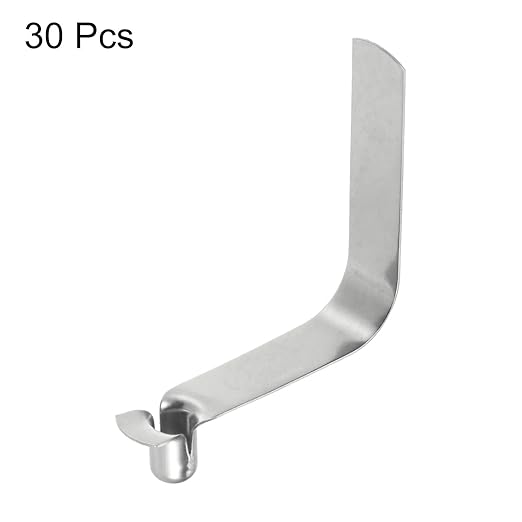 HARFINGTON 30pcs Single Button Kayak Paddle Snap Spring Clip 5x7.5x32mm 65Mn Spring Steel V-Shaped Hollow Lift Telescopic Locking Tube Pole Clips for Tent Umbrella Camping