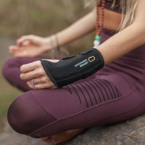 Copper Compression Advanced Wrist Brace - Copper Infused Adjustable Orthopedic Support Splint for Pain, Carpal Tunnel, Arthritis, Tennis Elbow, Tendinitis, RSI, Ganglion Cyst for Men Women Right S/M