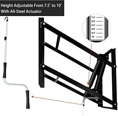 Katop Wall Mount Basketball Hoop with 60"x36", 72"x42" Tempered Glass Backboard, Effortlessly Height Adjustable from 7.5' to 10', Pre Installed Pads and Heavy Duty Basketball Rim and Net