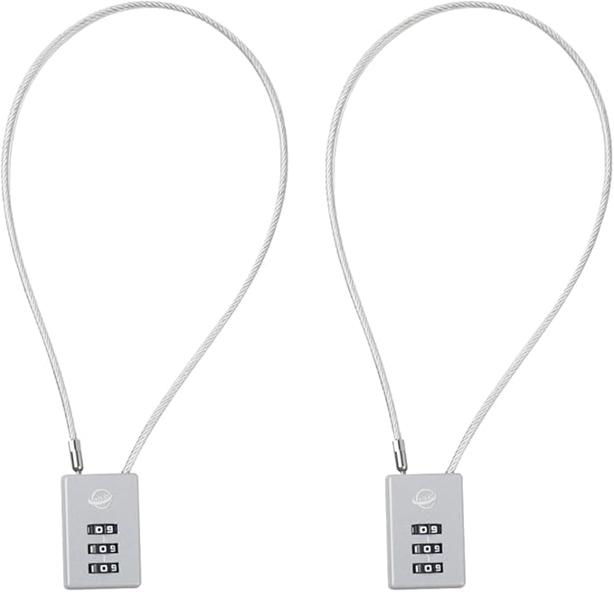 3 Digit Cable Combination Lock 16 inches Cable for School Gym Locker,Filing Cabinets,Helmet,Toolbox,Luggage Suitcase,knapsack,Grey 2Pack