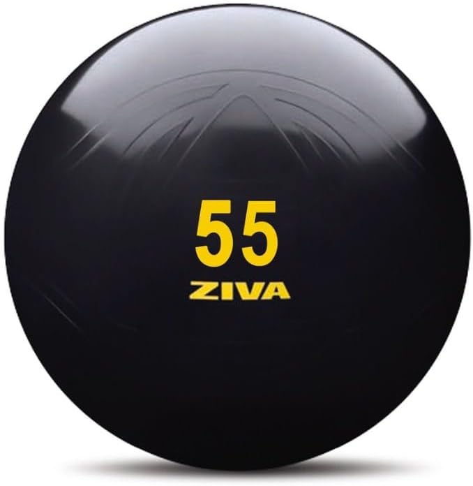 Ziva Anti Burst Core Fitness Exercise Ball - Professional Grade Slip Resistant Yoga Ball for Stability Balance - Includes Hand-Pump - Multiple Sizes Colors, 55-75cm
