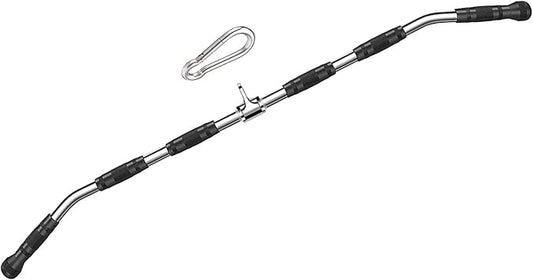Time wave 47In LAT Pull Down Bar Attachment, Deluxe Revolving Bar with Full Rotation and Rubber Handle for Gym, Strength Workout Accessories, Body Training, Muscle Building and Weight Loss