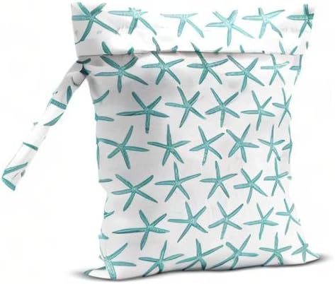 Wet Bag, Wet Dry Bag, Wet Bag for Swimsuit, Travel, Beach, Pool, Diapers, Dirty Yoga Gym Clothes, Makeup Bag, Waterproof Reusable Beach Bag Ocean Decor Starfish Sea Horse Anchor
