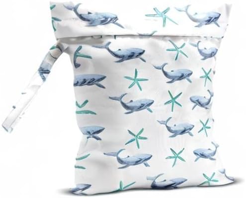 Wet Bag, Wet Dry Bag, Wet Bag for Swimsuit, Travel, Beach, Pool, Diapers, Dirty Yoga Gym Clothes, Makeup Bag, Waterproof Reusable Beach Bag Ocean Decor Starfish Sea Horse Anchor