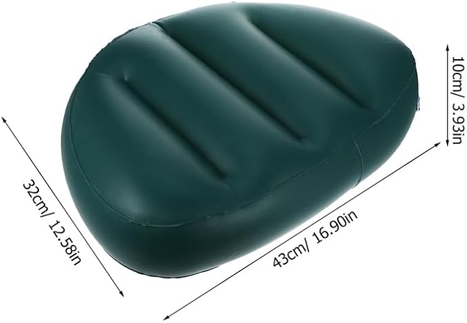 Housoutil Inflatable Boat Seat Cushion, 2PCS PVC Kayak Boat Seat Cushion for Canoeing, Camping, Foldable Design, Dark Green, 16.92 X 12.59 X 3.93 Inch