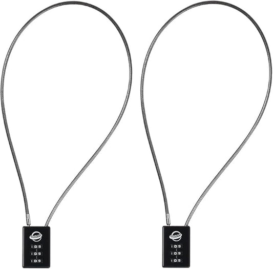 3 Digit Cable Combination Lock 20 inches Cable for School Gym Locker,Filing Cabinets,Helmet,Toolbox,Luggage Suitcase,knapsack,Black 2Pack