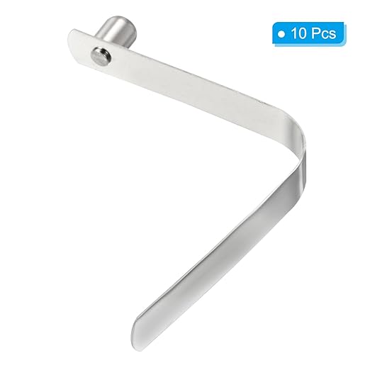 PATIKIL 9.5x7.5mm Kayak Paddle Snaps, 10 Pack Tent Pole Clips Steel V Shaped Single Pin Push Button Spring Clips Lock Tube Pole Clips for Camping Awning