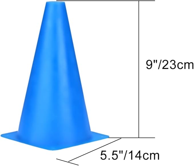 9 Inch Cones Sports, 15 Pack Orange Soccer Cones Training Agility Field Marker Plastic Traffic Cones for Football Basketball Drills Multipurpose Practice, Indoor Outdoor Games Activity Party Events