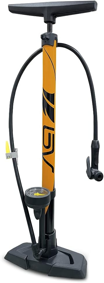 BV Bicycle Pump Durable Bike Floor Pump 17/24 inch Smart Valve Head, 160 psi, Automatically Reversible Presta and Schrader