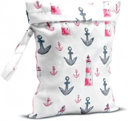 Wet Bag, Wet Dry Bag, Wet Bag for Swimsuit, Travel, Beach, Pool, Diapers, Dirty Yoga Gym Clothes, Makeup Bag, Waterproof Reusable Beach Bag Ocean Decor Starfish Sea Horse Anchor